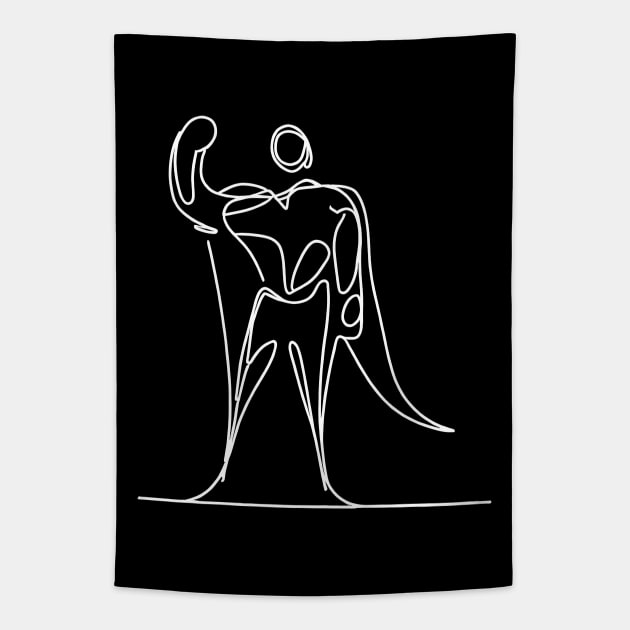 Minimalist white line art Superhero Silhouette | Character 2 Tapestry by Jumitu-Art