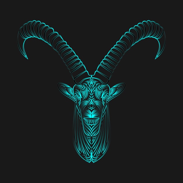 Psychedelic Linework Ibex by slippery slope creations