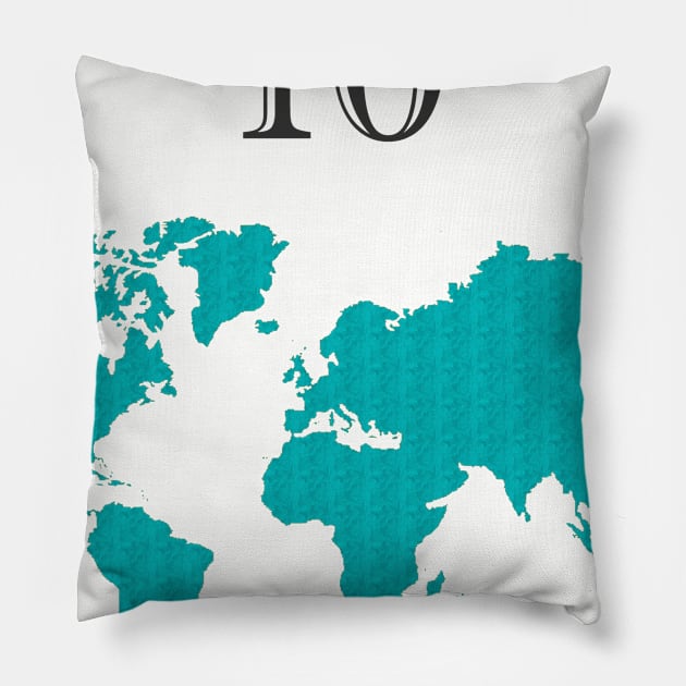 My Number 10 & The World Pillow by Tee My Way