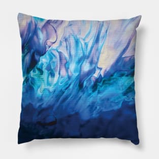 Bright Blue Acrylic Pour Painting Pillow