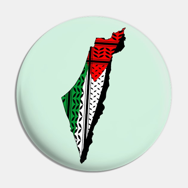 Palestine Map and Flag With Keffiyeh Pattern Design symbol of Resistance and Freedom Pin by BluedarkArt