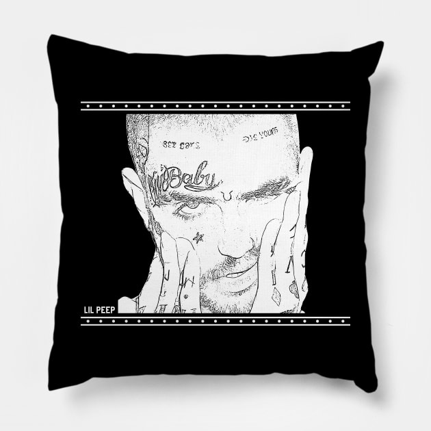 lil peep // white retro Pillow by Degiab