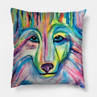 Aura of the Northern Lights Wolf Pillow