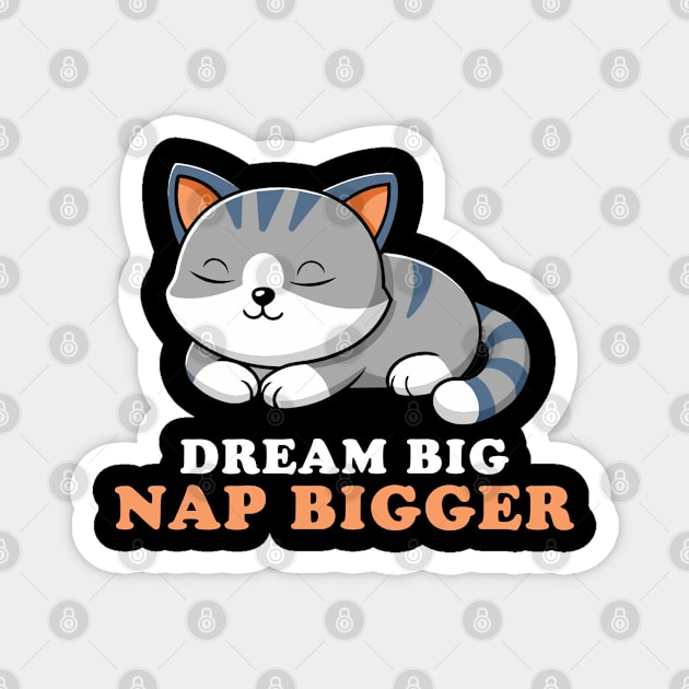 Funny Cat Sleeping Nap Bigger Magnet by starryskin