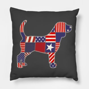 Beagle 4th of July Dog Lovers Owner Patchwork Flag Pillow