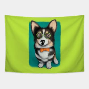 Corgi gentleman illustrated dog Tapestry