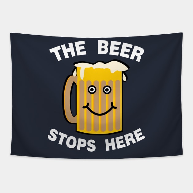 Beer Stops Here White Text Tapestry by Barthol Graphics