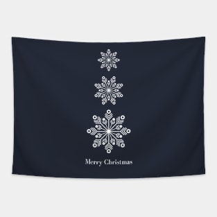 3 Snow Flakes on dark background Tapestry