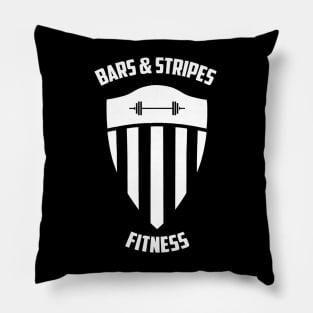 BSF - Bars & Stripes Fitness Logo - All White! Pillow