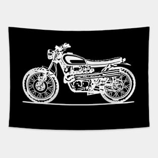 CL360 Scrambler Motorcycle White Sketch Art Tapestry