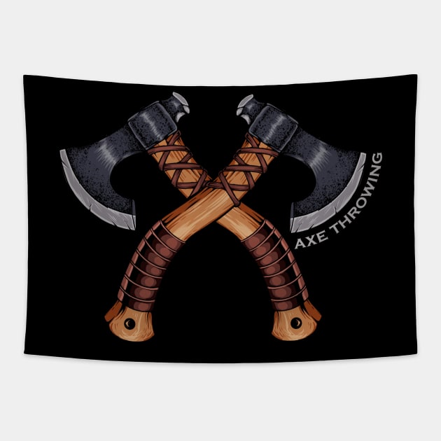 Crossed Axes - Axe Throwing Tapestry by Modern Medieval Design