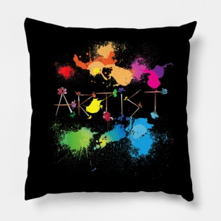 Artist Messy Painters Funny Paint Splatter Art Pillow