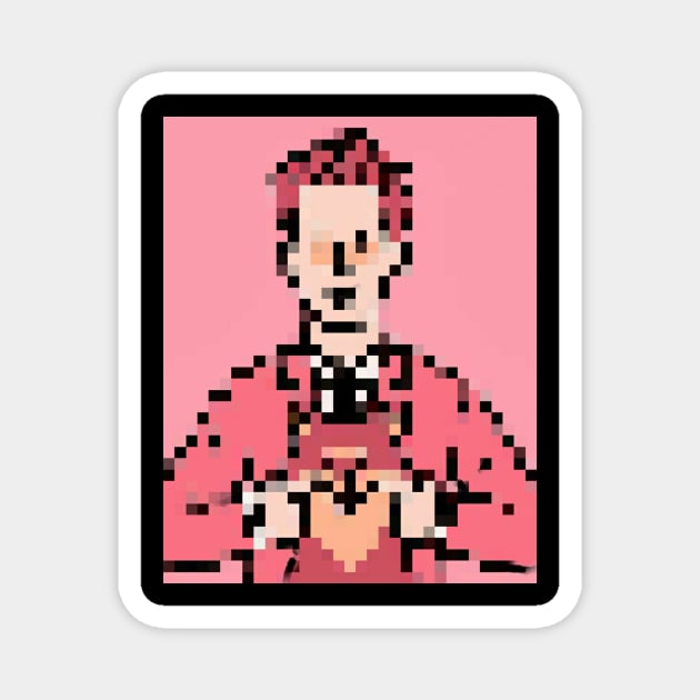 a boy and his dog pixel art Magnet by Popilicious