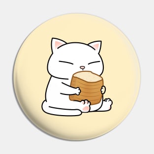 White Chubby Cat Toast Pin