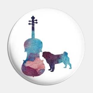 Viola pug art Pin