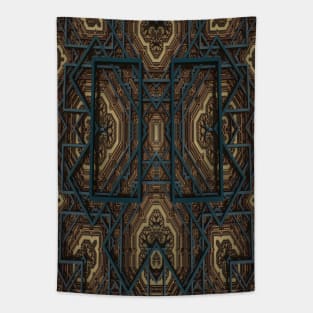 Teal Mandelbulb Geometric Fractal Tapestry