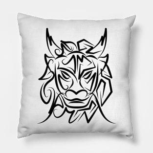 Black and White Tribal Dragon Pillow