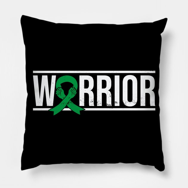 Bipolar Disorder Warrior with Green Awareness Ribbon Pillow by GiftTrend