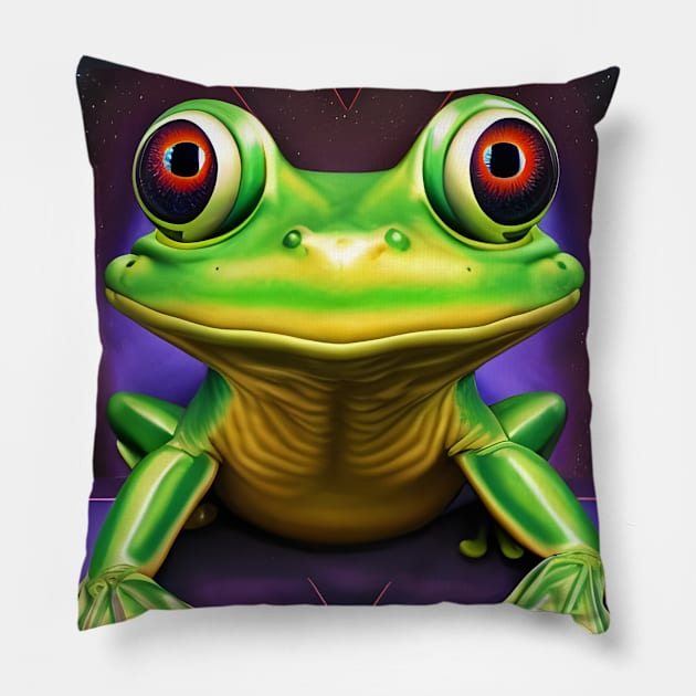 Frogger Spirit Animal (3) - Trippy Psychedelic Frog Pillow by TheThirdEye