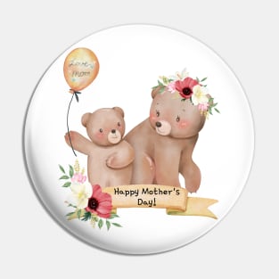 Love You Mom - Happy Mother's Day Bear Love Pin