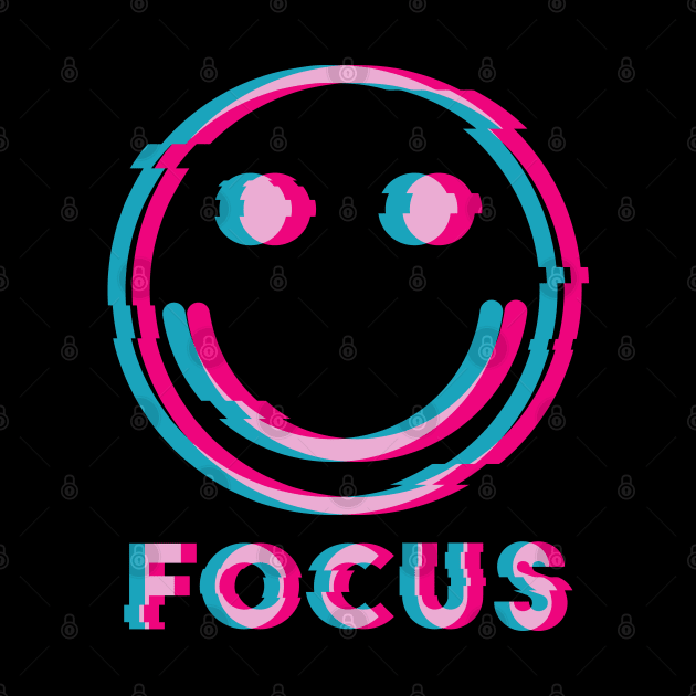 Glitch Smiley Face Focus (pink and blue glitch) by A Comic Wizard