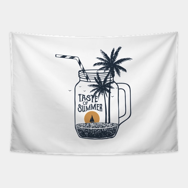 Beach In Cocktail Jar. Taste Of Summer. Double Exposure Style Tapestry by SlothAstronaut