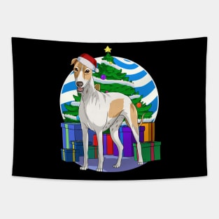 English Greyhound Dog Cute Santa Christmas Gift Tapestry