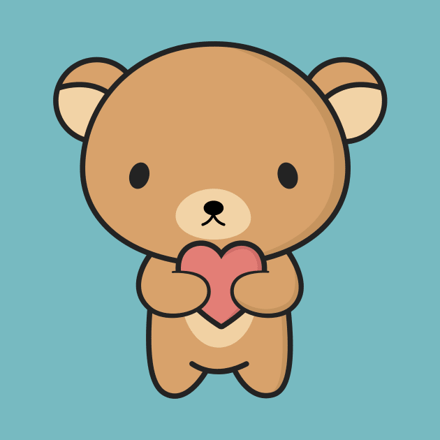 Cute and Kawaii Brown Bear With Heart by happinessinatee