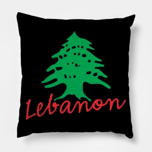 Lebanon Name with Lebanese Flag Cedar Tree Icon Design Pillow