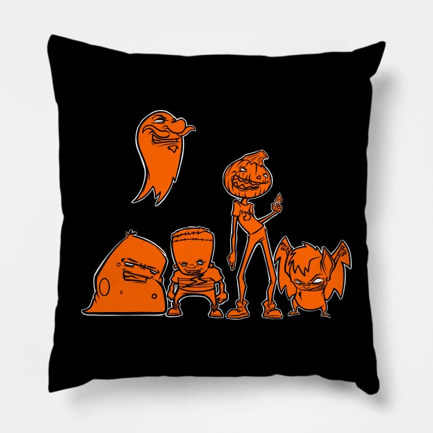 Hollow Dweebs - Colored (Orange) Pillow by the lazy raccoon