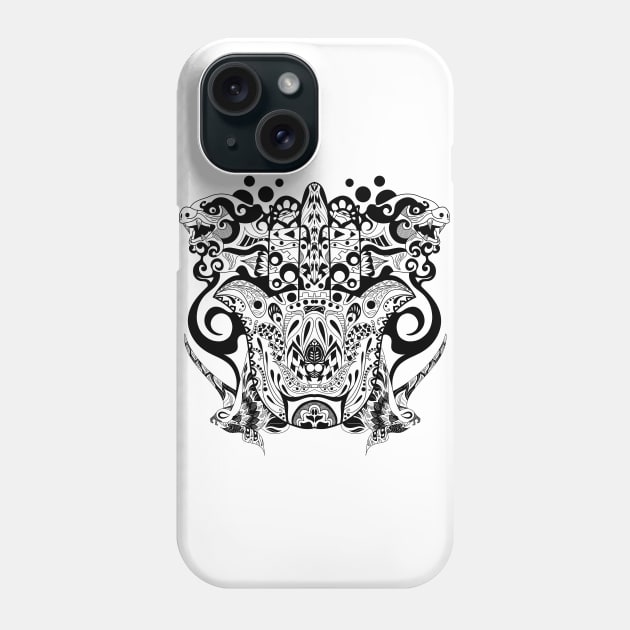 kaiju monsters in mandala hand pattern ecopop Phone Case by jorge_lebeau