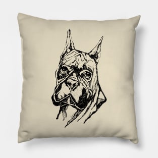 Ink illustration of a boxer dog head Pillow