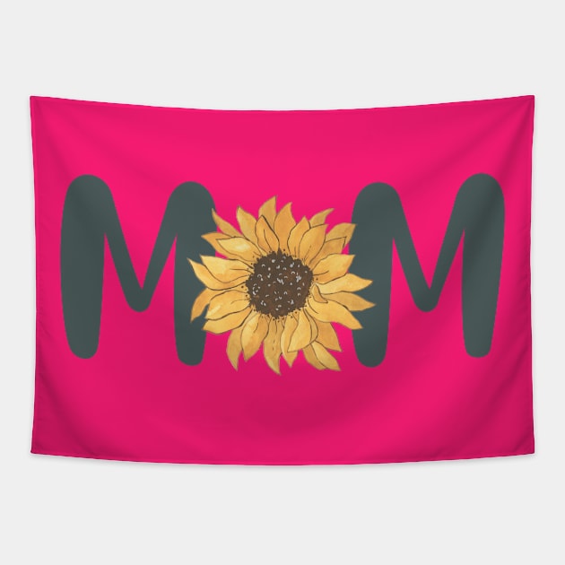 MOM word with sunflower Tapestry by Don’t Care Co