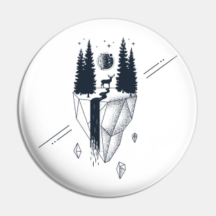 Creative Illustration In Geometric Style. Nature, Deer, Forest And River Pin