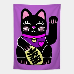 Black Maneki neko Tapestry