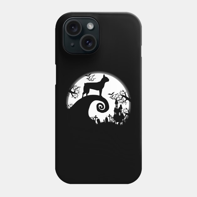 Boston Terrier And Halloween Moon Phone Case by celestewilliey