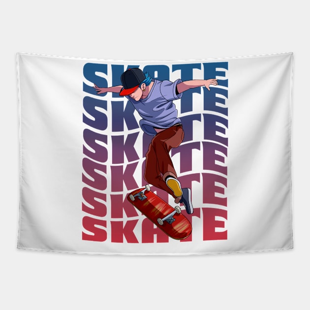 Skateboarder 360 Tre Flip Skater Skate Sk8er Boi Tapestry by Noseking