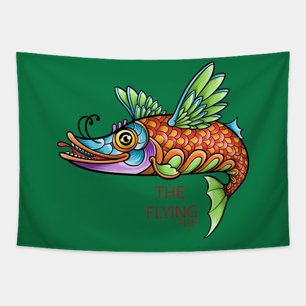 The Flying Fish Colorful Tapestry by Mako Design 