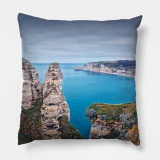 Beautiful Etretat panoramic view Pillow