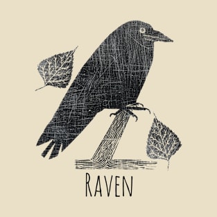 Raven vintage style cool gothic raven illustration T-Shirt