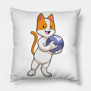 Cat at Bowling with Bowling ball Pillow