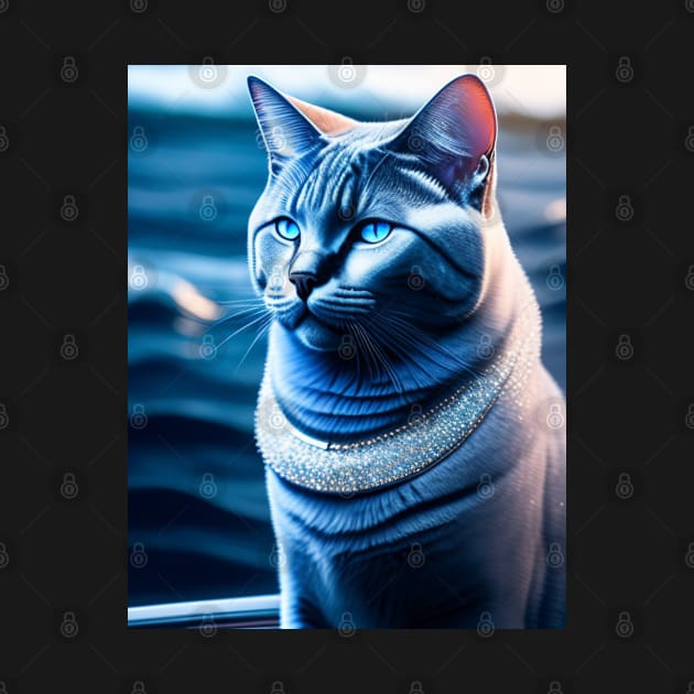 British Shorthair Cat Relaxes on a Winter Cruise by Enchanted Reverie