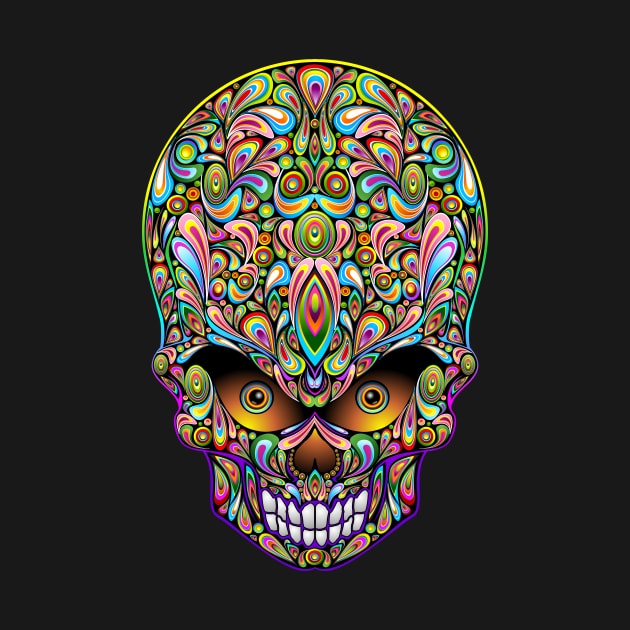 Skull Decorative Psychedelic Colors by BluedarkArt