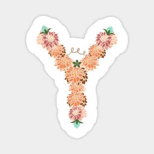 Letter Y Floral Magnet