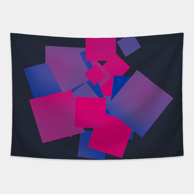 Bisexual Pride Layered Squares Design Tapestry by VernenInk