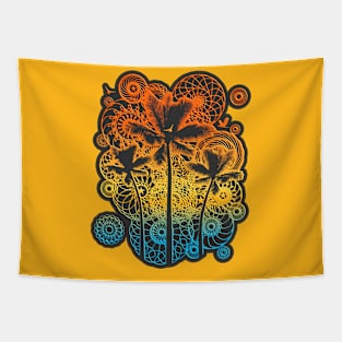 Palm Tree Geometry Sunset Tapestry