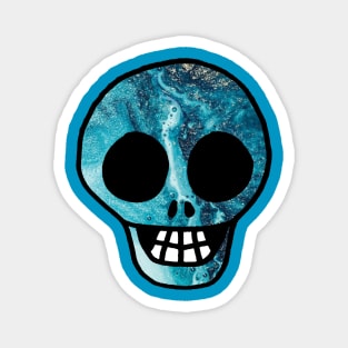 Blue Melting Paint Skull Magnet