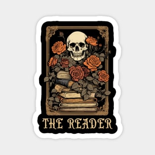 The Reader Tarot Card Skeleton Librarian Banned Books Magnet