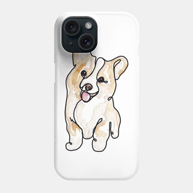 Happy Lil’ Wiggle - Cute Corgi in a Digital Watercolor Painting - Hand-drawn art perfect for stickers and mugs, legging, notebooks, t-shirts, greeting cards, socks, hoodies, pillows and more Phone Case by cherdoodles