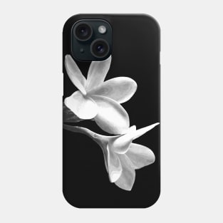 White Flowers Black Background Phone Case